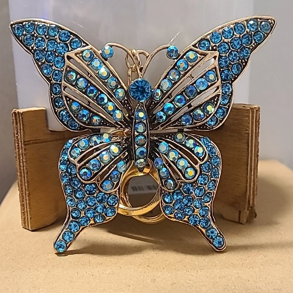 Blue Rhinestone Butterfly Brooch‎ Pin Sparkling Fashion Jewelry Accessory